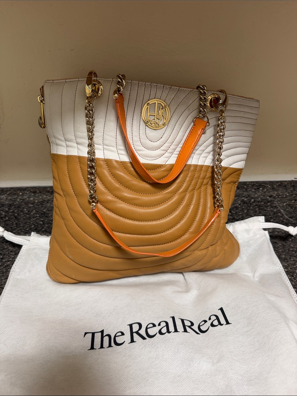 Henri Bendel Quilted Two- tone expandable tote 3 compartment